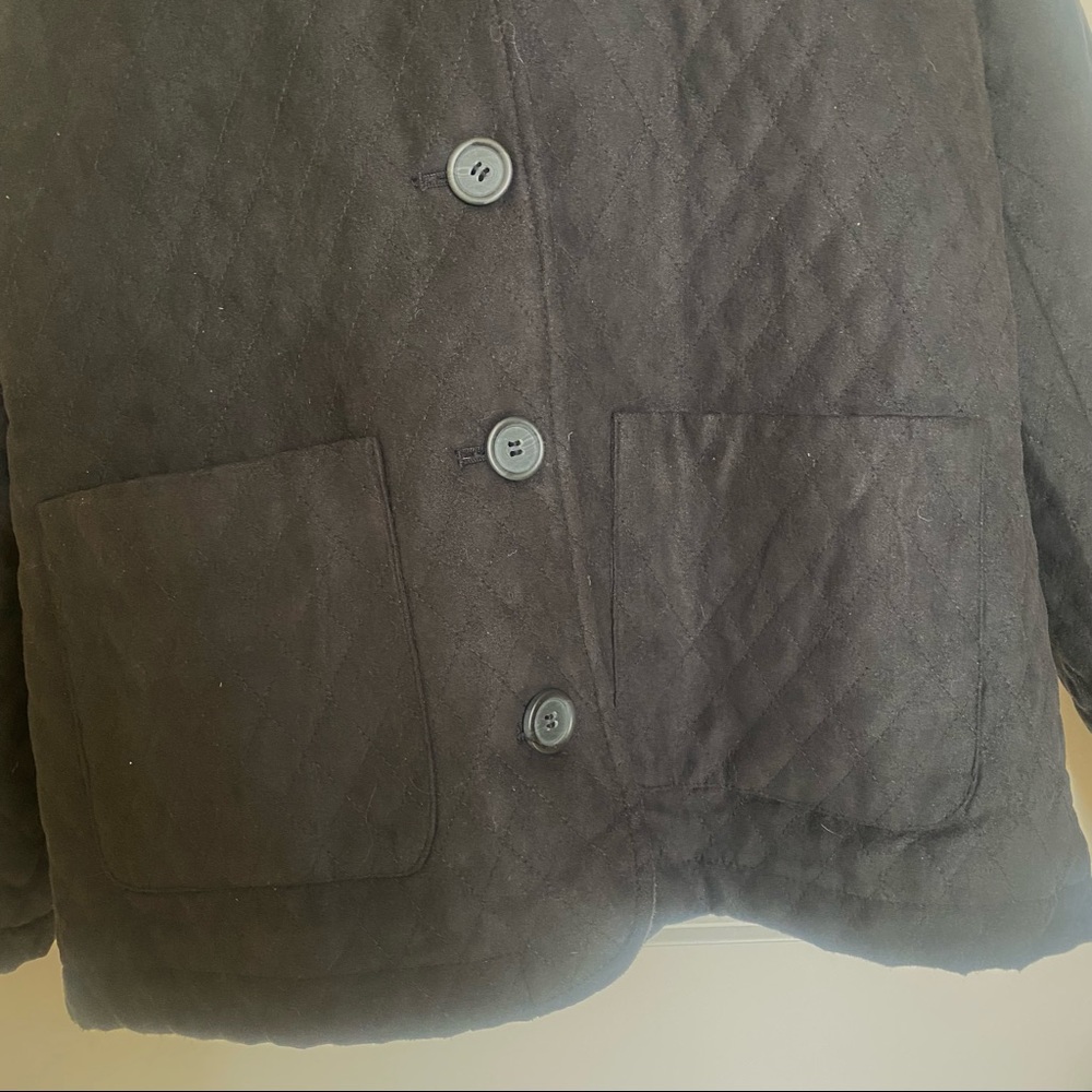 Laura Scott Quilted Button Down Jacket Black Blaz… - image 4